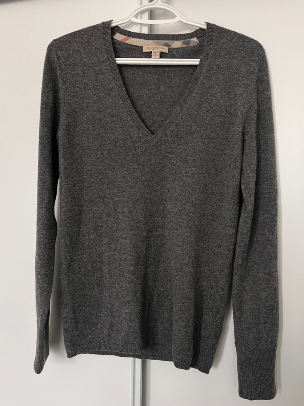 Burberry Charcoal V-Neck Cashmere Sweater